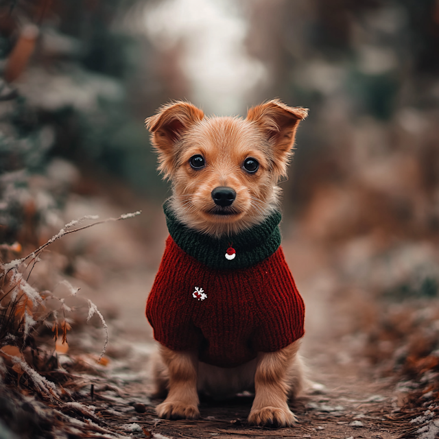 Festive Dog in Sweater