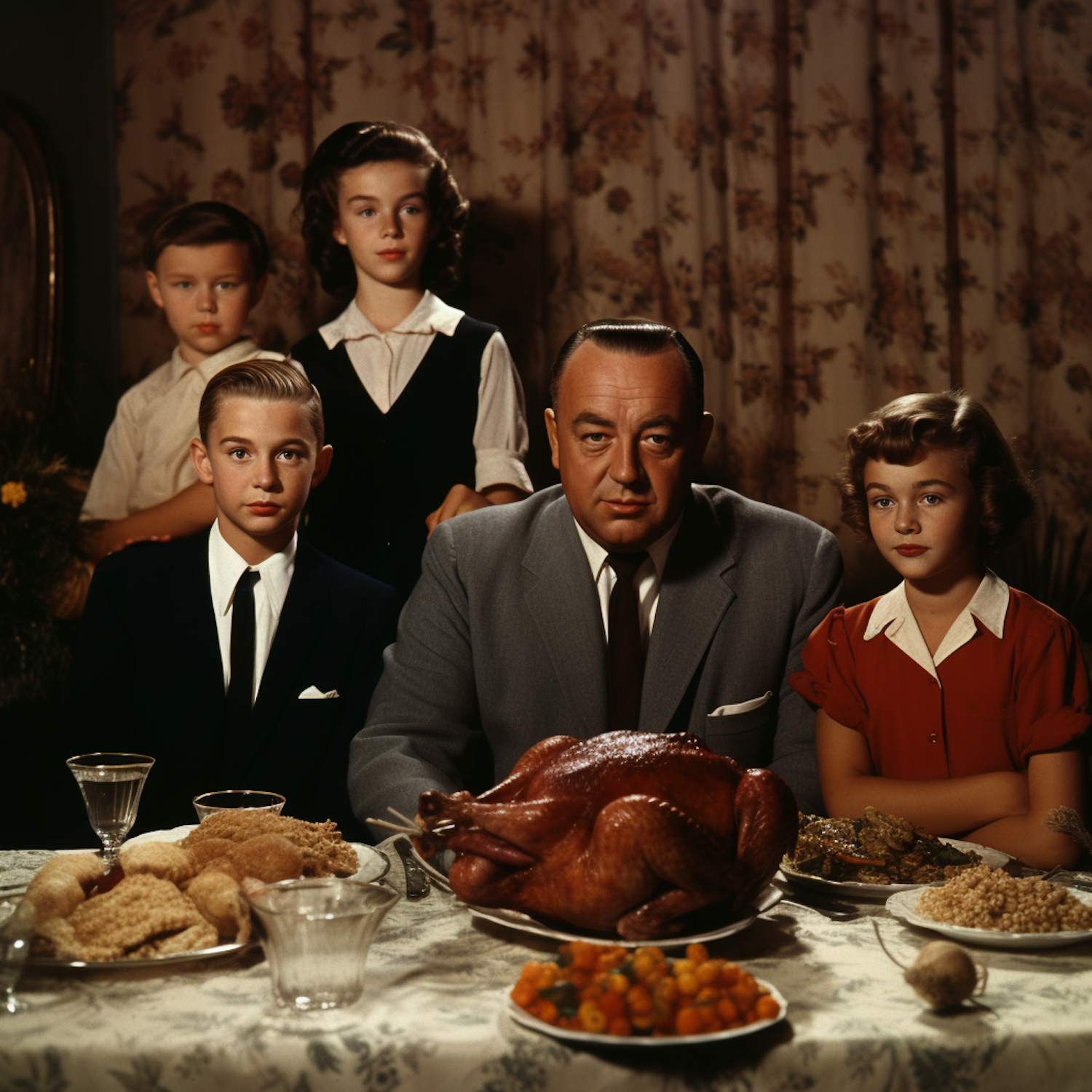 Mid-Century Traditional Thanksgiving Family Portrait