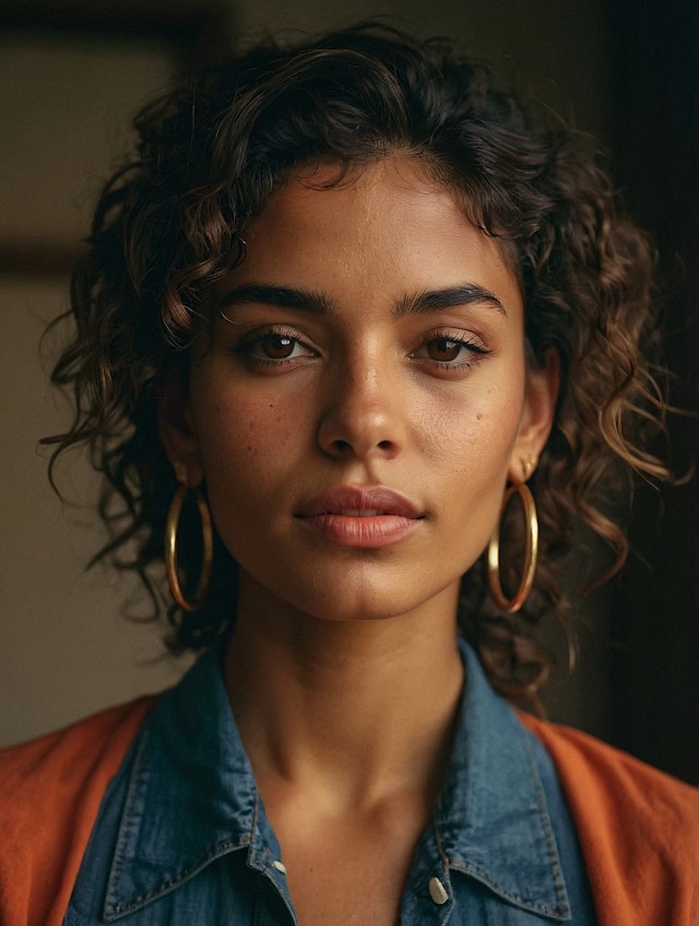 Portrait of a Woman with Curly Hair