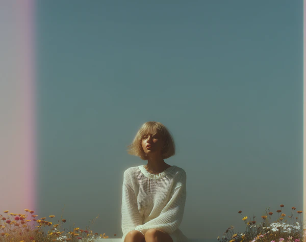 Woman in Wildflower Field