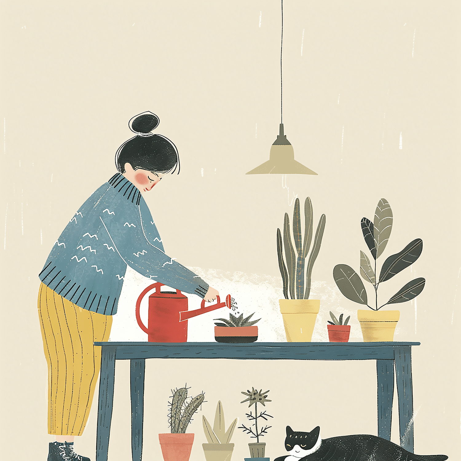 Woman Watering Plants