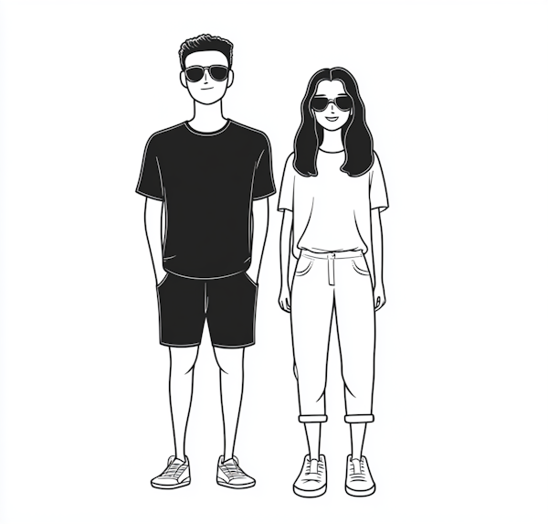 Modern Monochrome Illustration of Couple