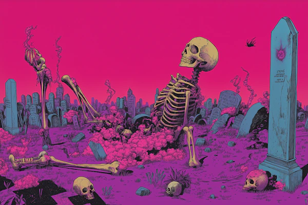 Surreal Graveyard Scene