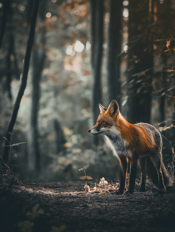 Solitary Fox in Forest