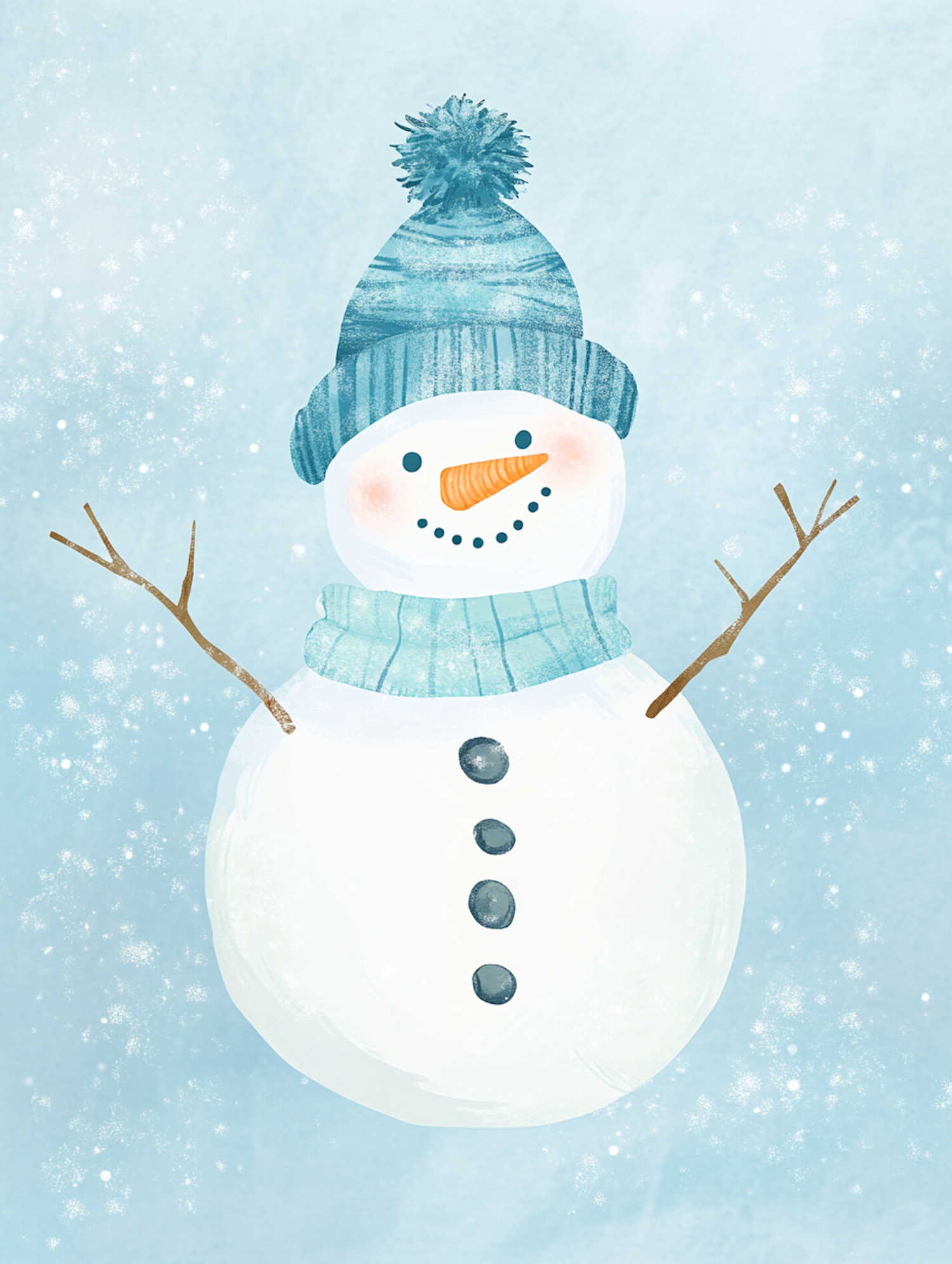 Cheerful Snowman in a Snowy Setting