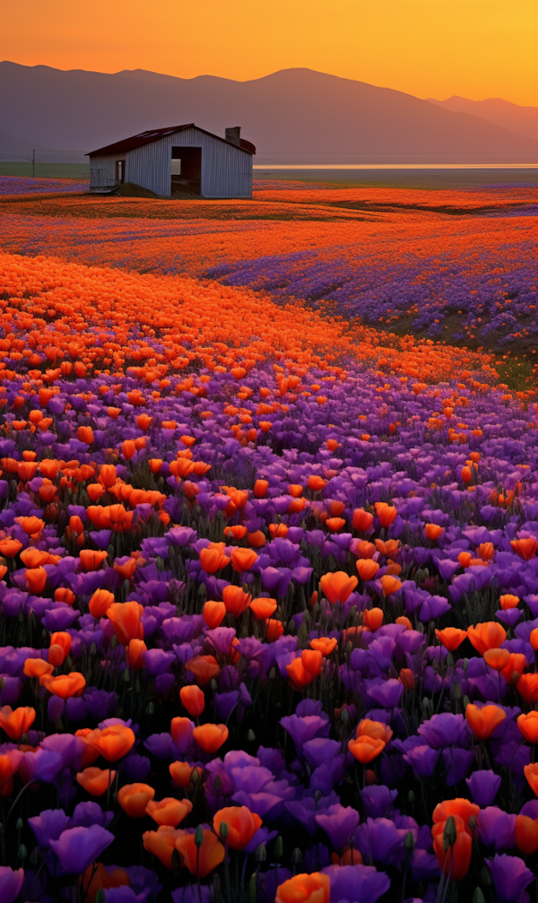 Sunset Serenade in the Tulip Fields