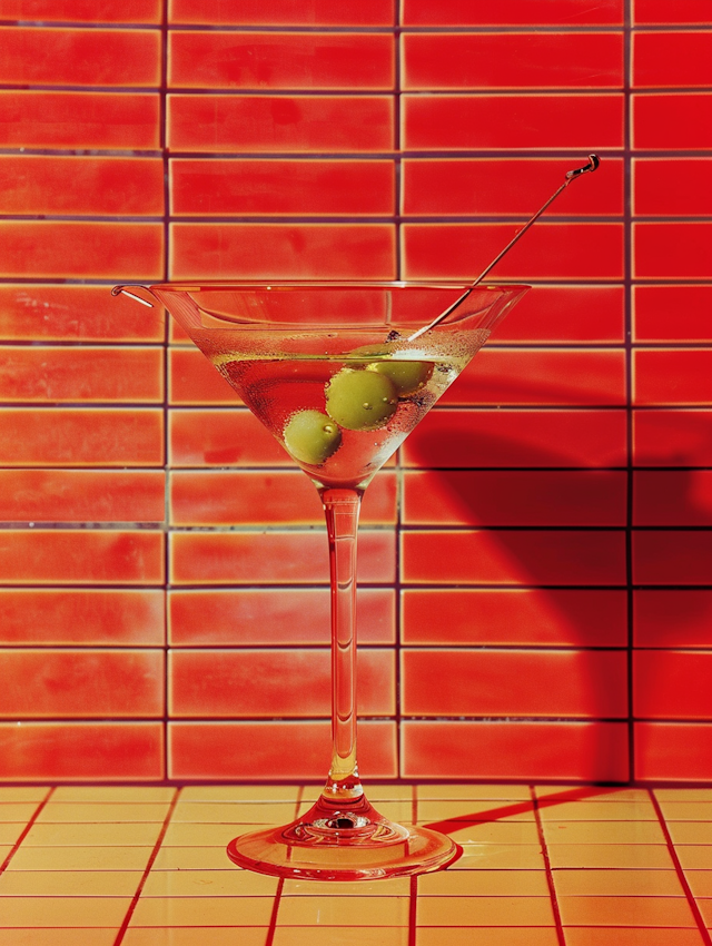 Elegant Cocktail against Red Tiles