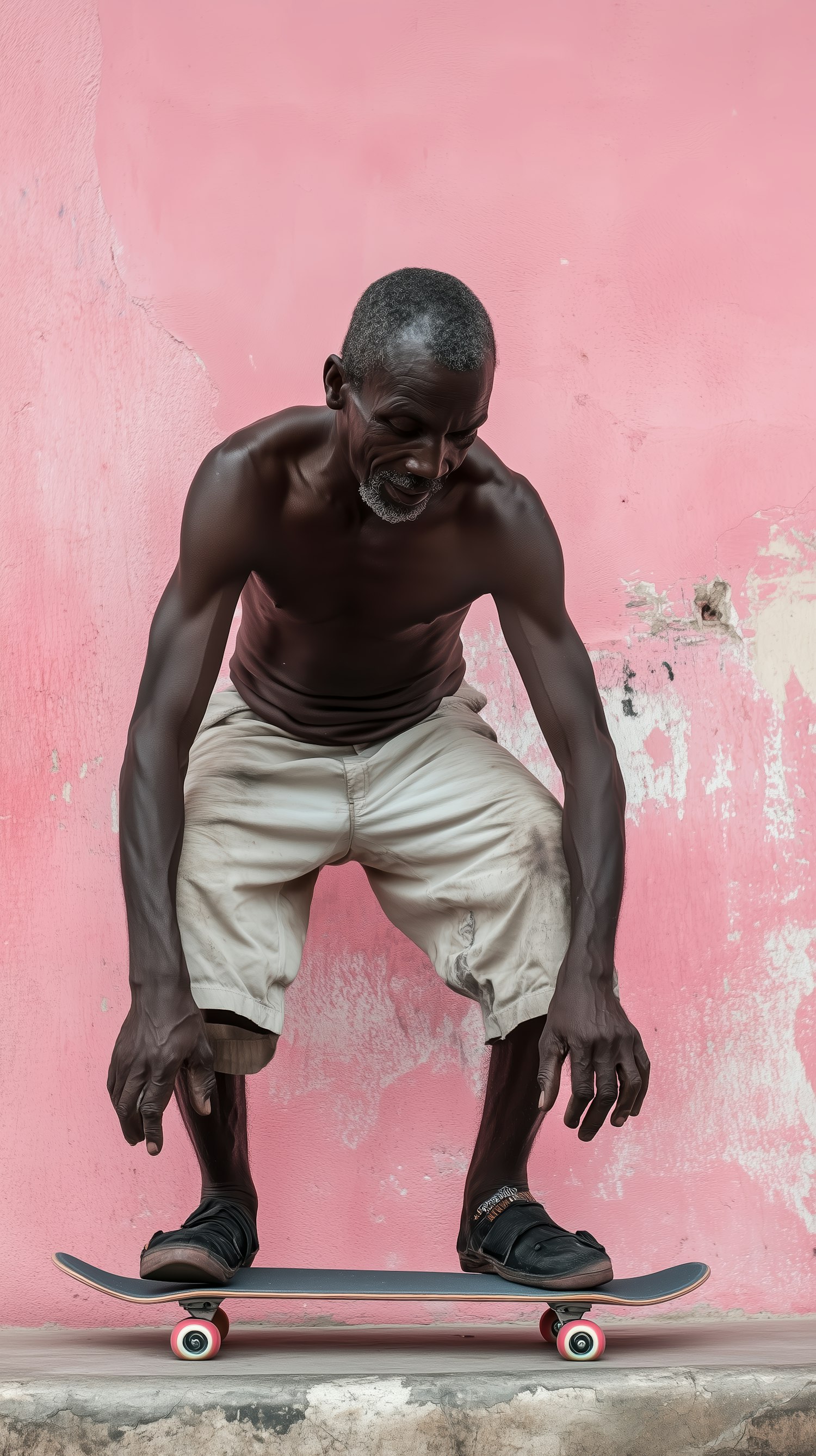 Elderly Man Skateboarding