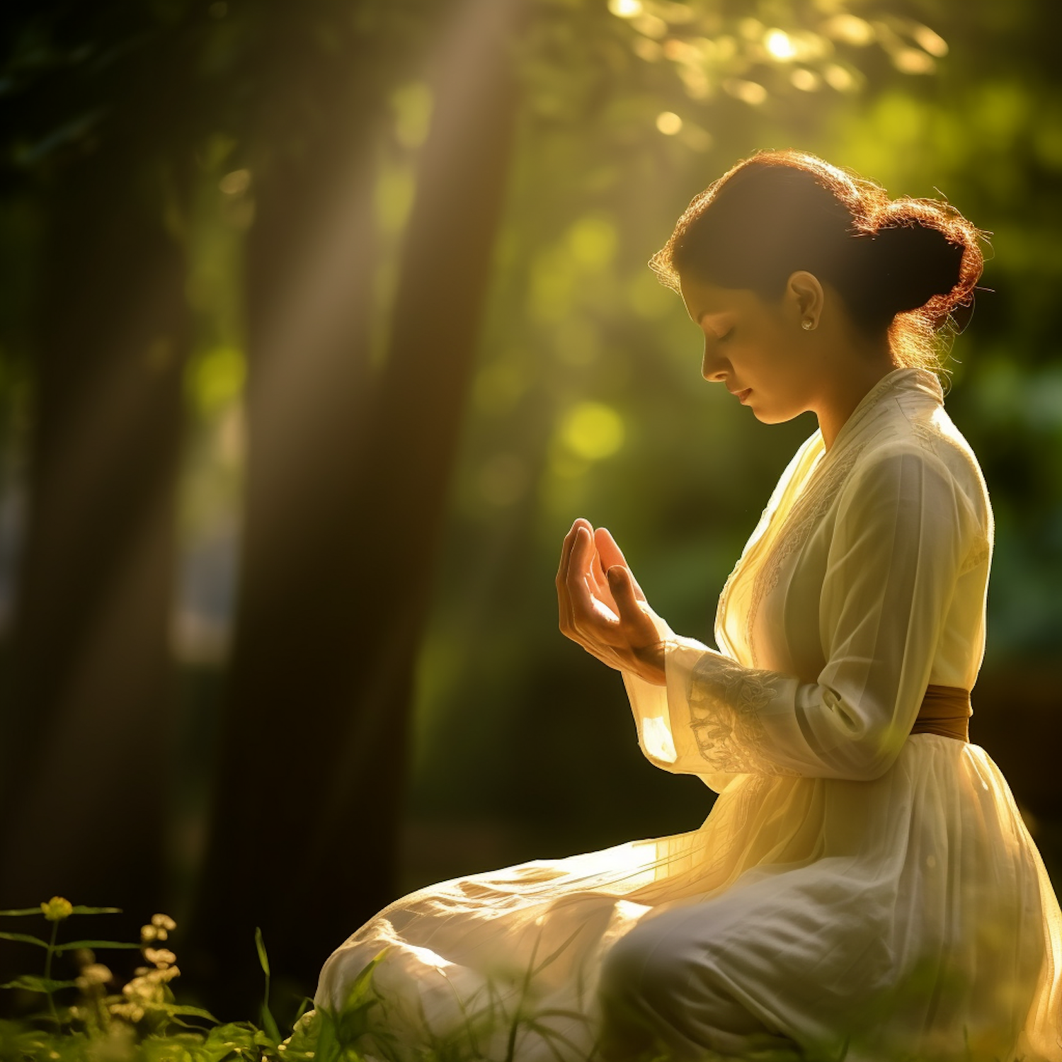 Tranquil Meditation in Golden Light