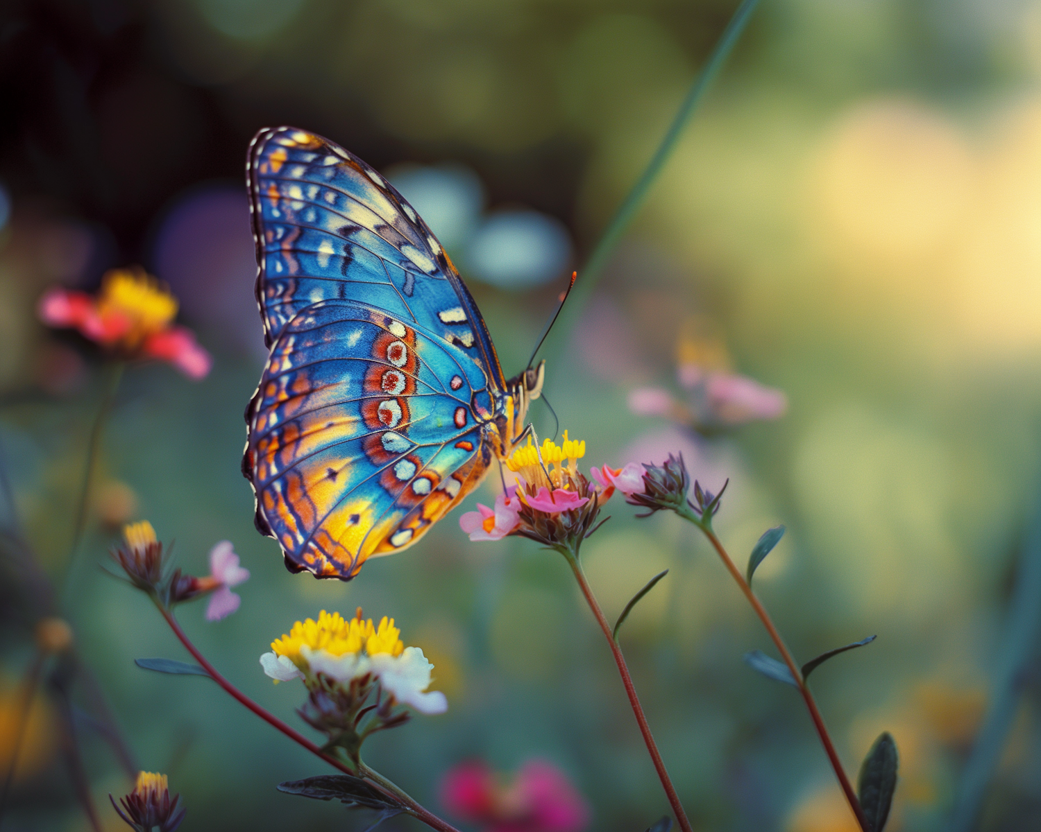 Vibrant Morpho Butterfly on Flower