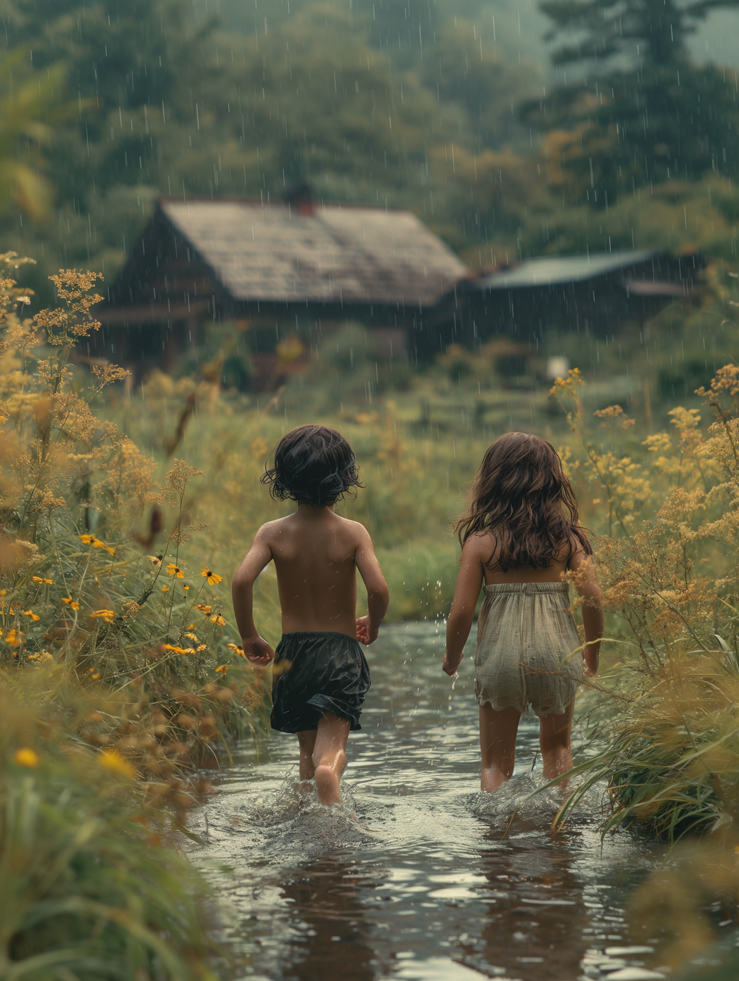 Children's Adventure by the Stream