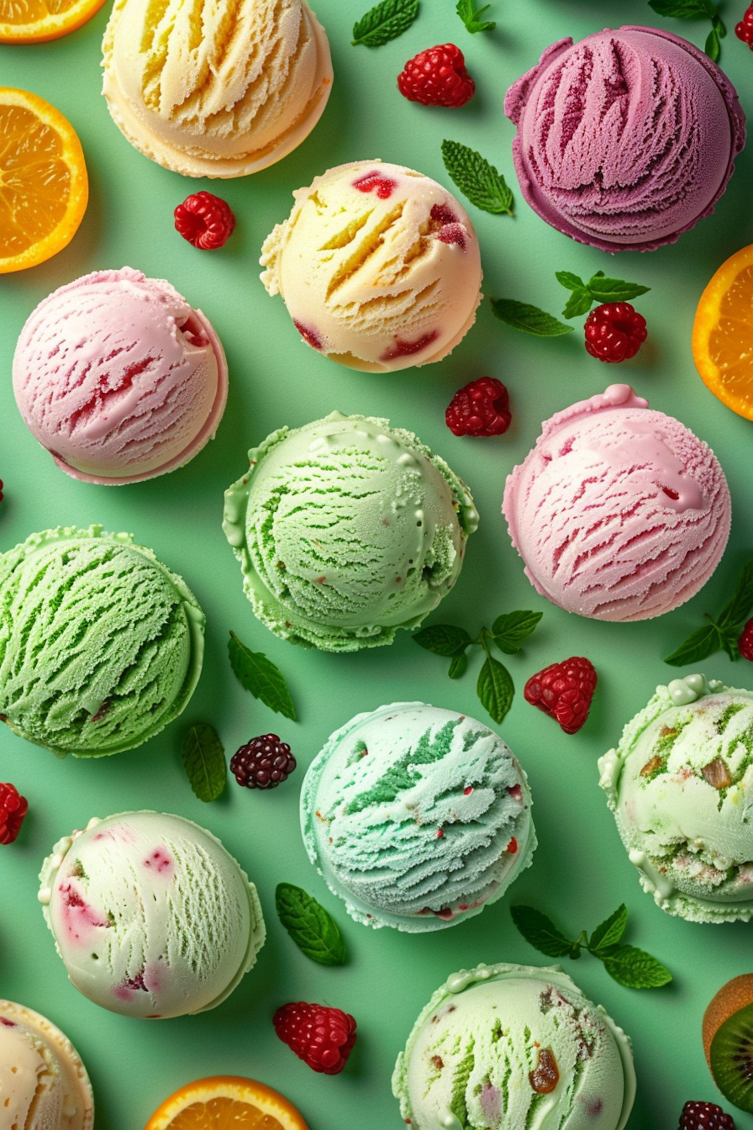 Vibrant Ice Cream Scoops Assortment