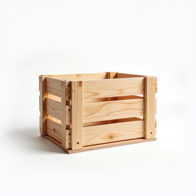 Wooden Crate Against Light Background