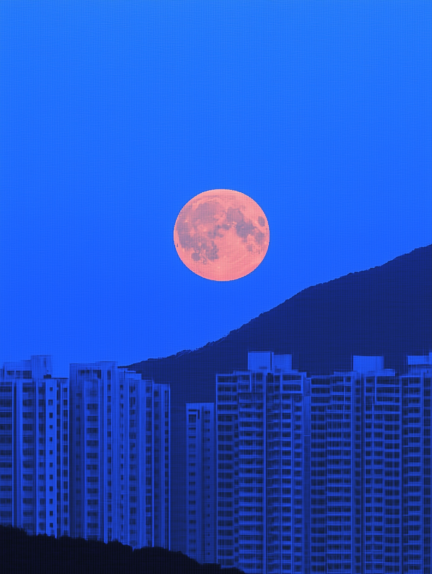 Cityscape With Pink Moon
