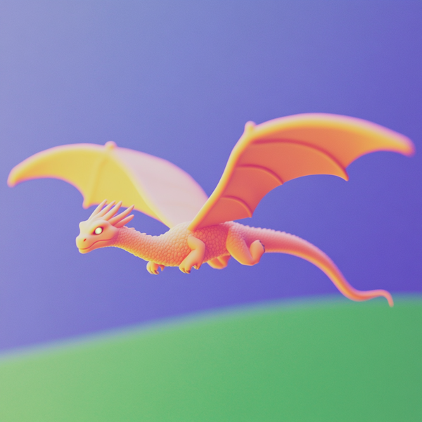 Stylized 3D Dragon in Flight