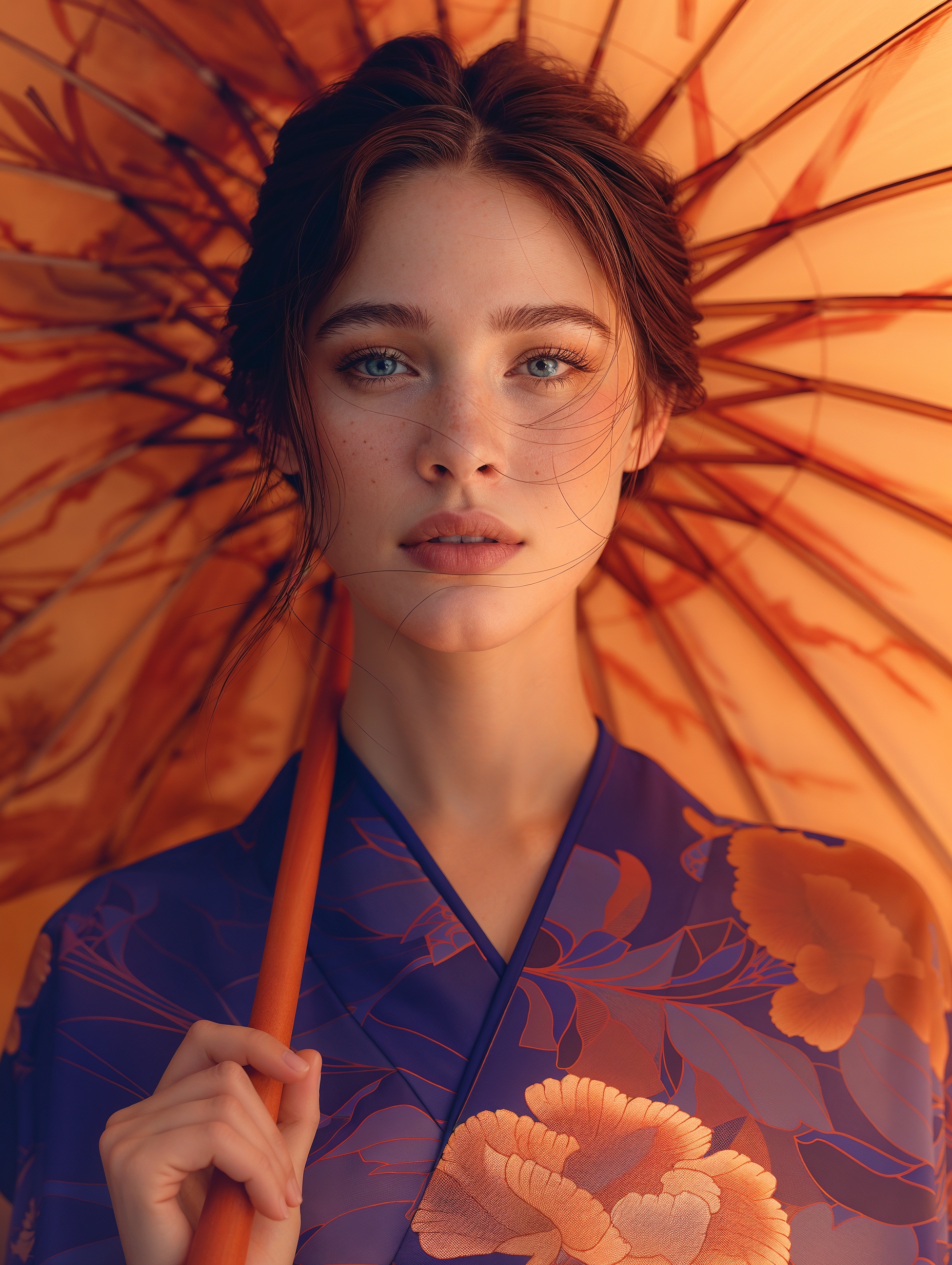 Serene Woman with Umbrella Photo on