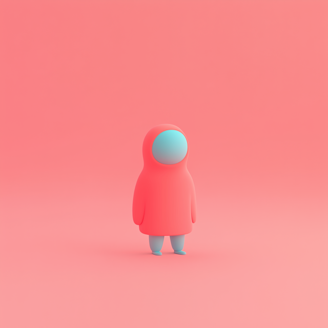 Stylized Character in Monochrome Pink