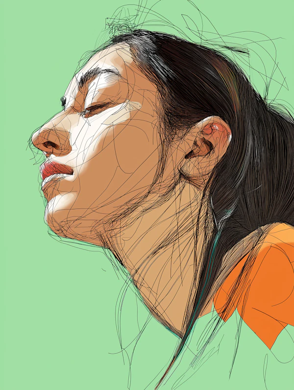 Serene Side Profile Illustration