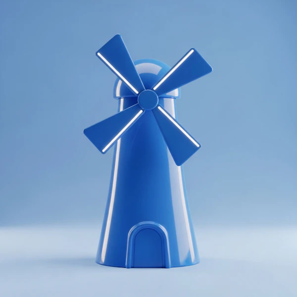 Stylized Blue Windmill