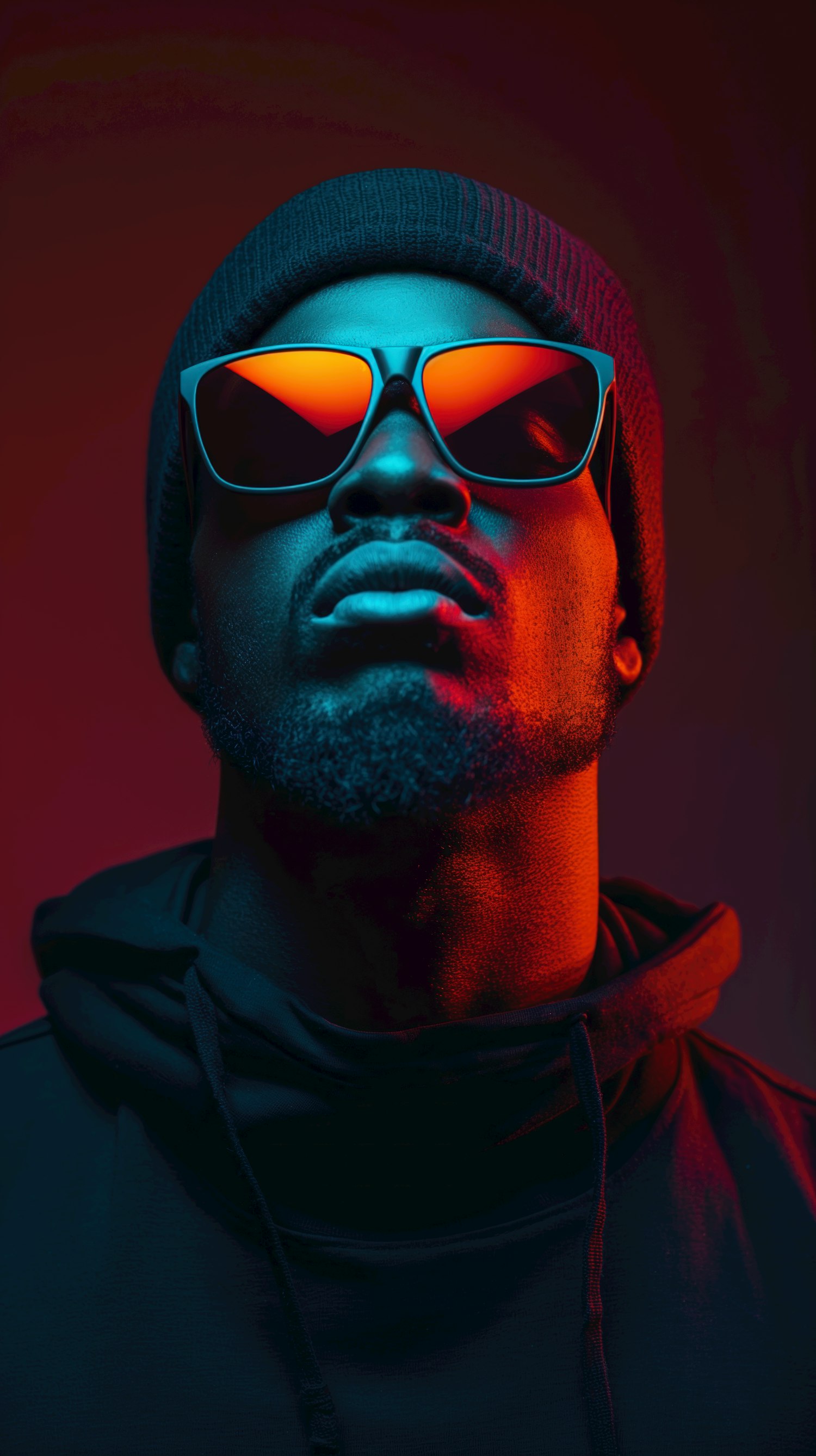 Dramatic Portrait with Reflective Sunglasses