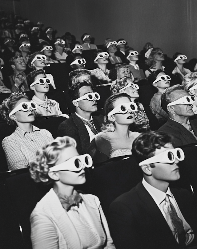 Vintage 3D Cinema Audience