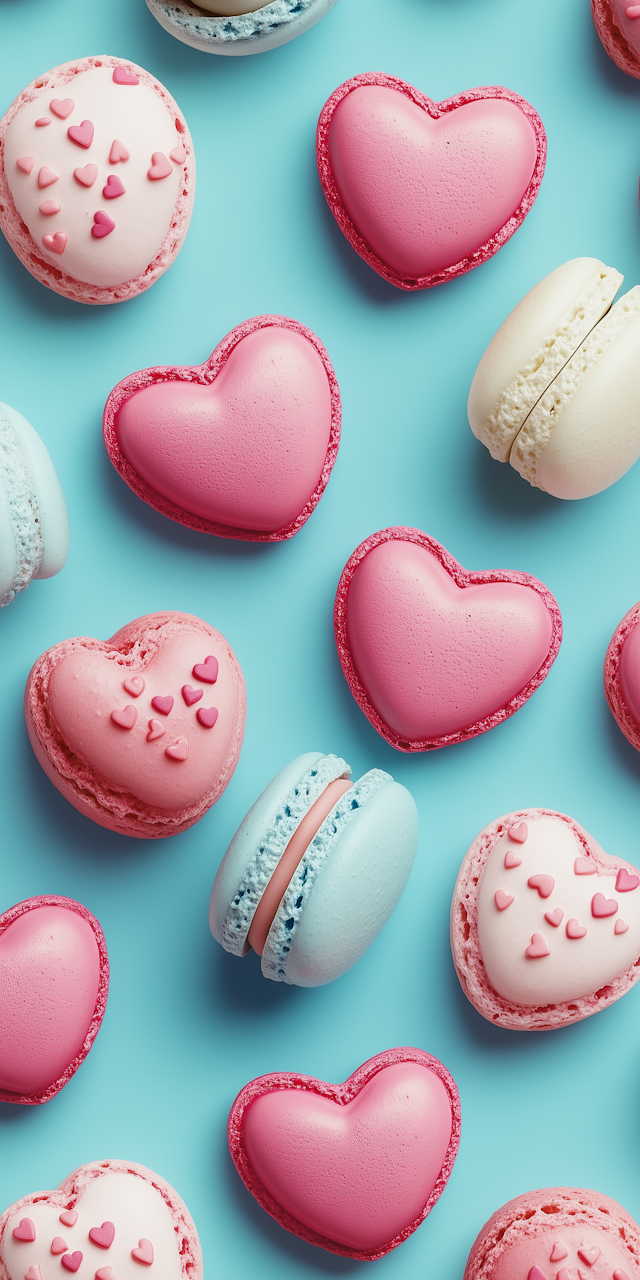 Colorful Macarons and Heart Cookies