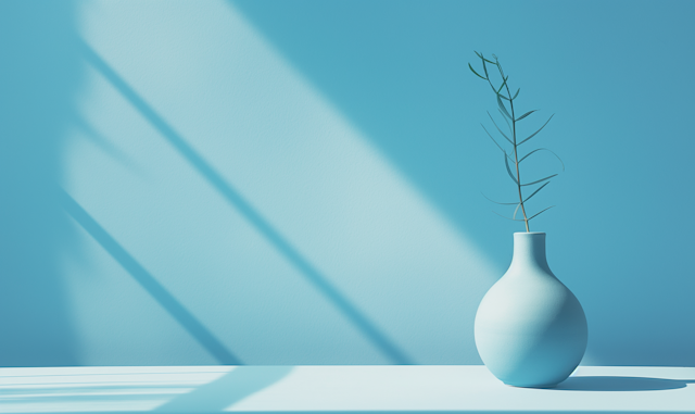 Minimalist Blue Vase Composition