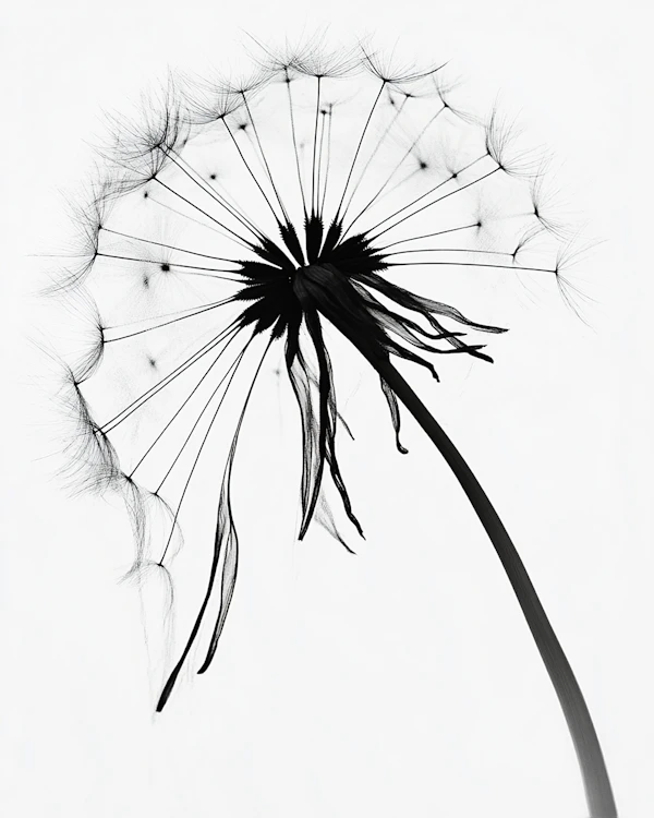 Monochrome Dandelion Art