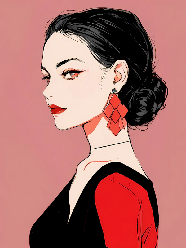 Stylized Woman in Profile