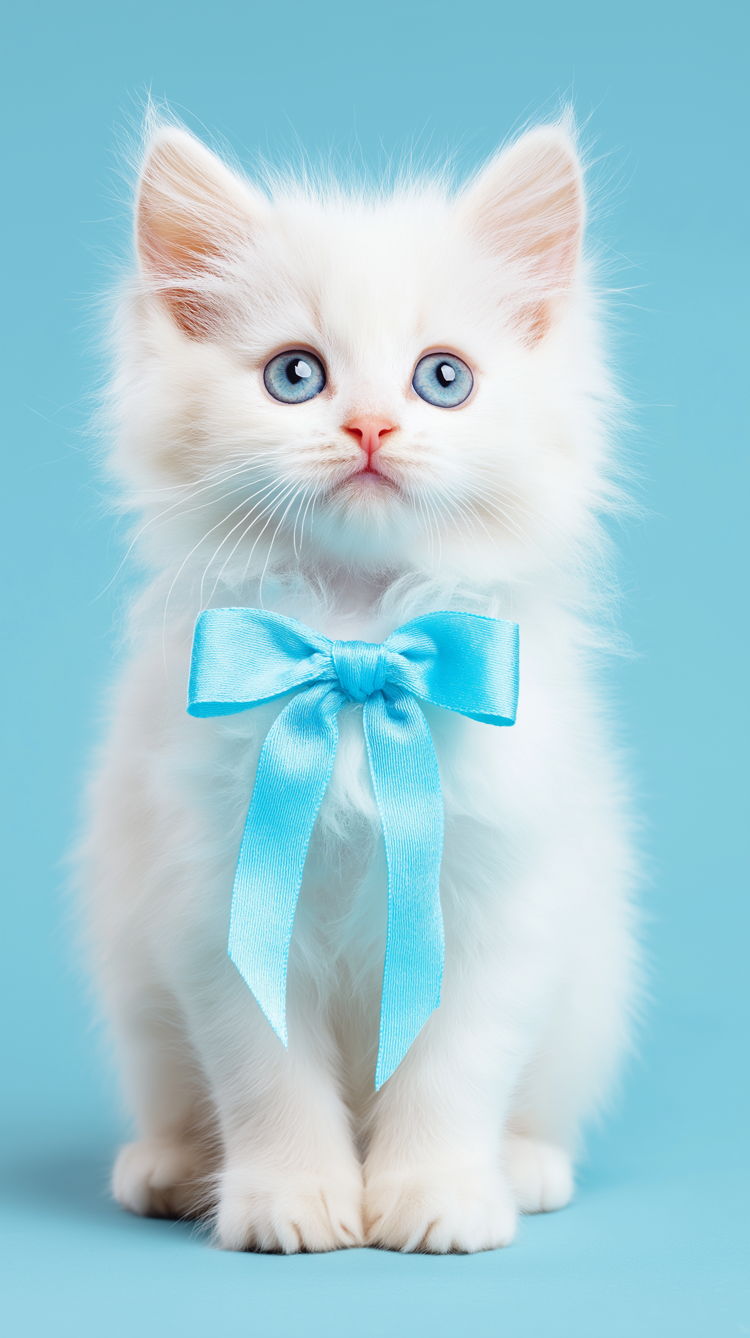 Adorable White Kitten with Blue Eyes