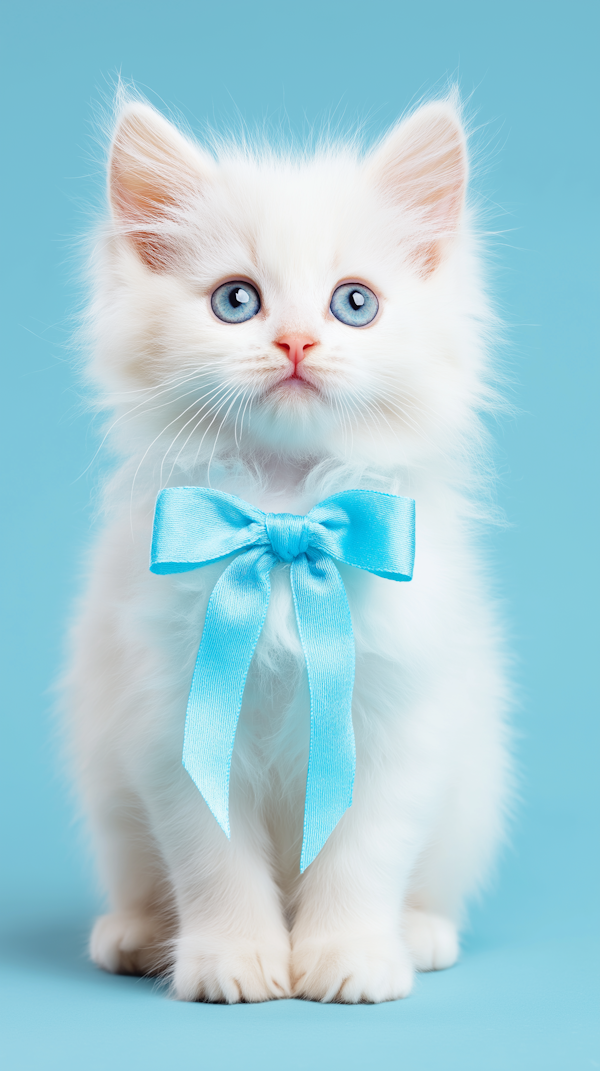 Adorable White Kitten with Blue Eyes