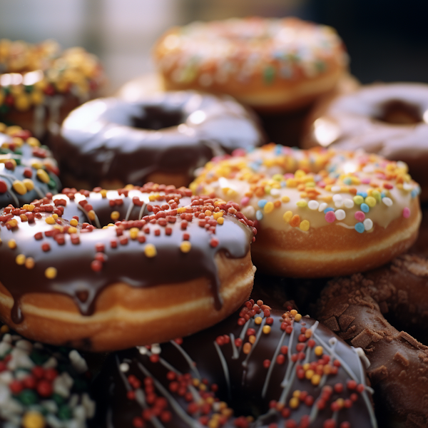 Assorted Glazed Donuts with Colorful Sprinkles