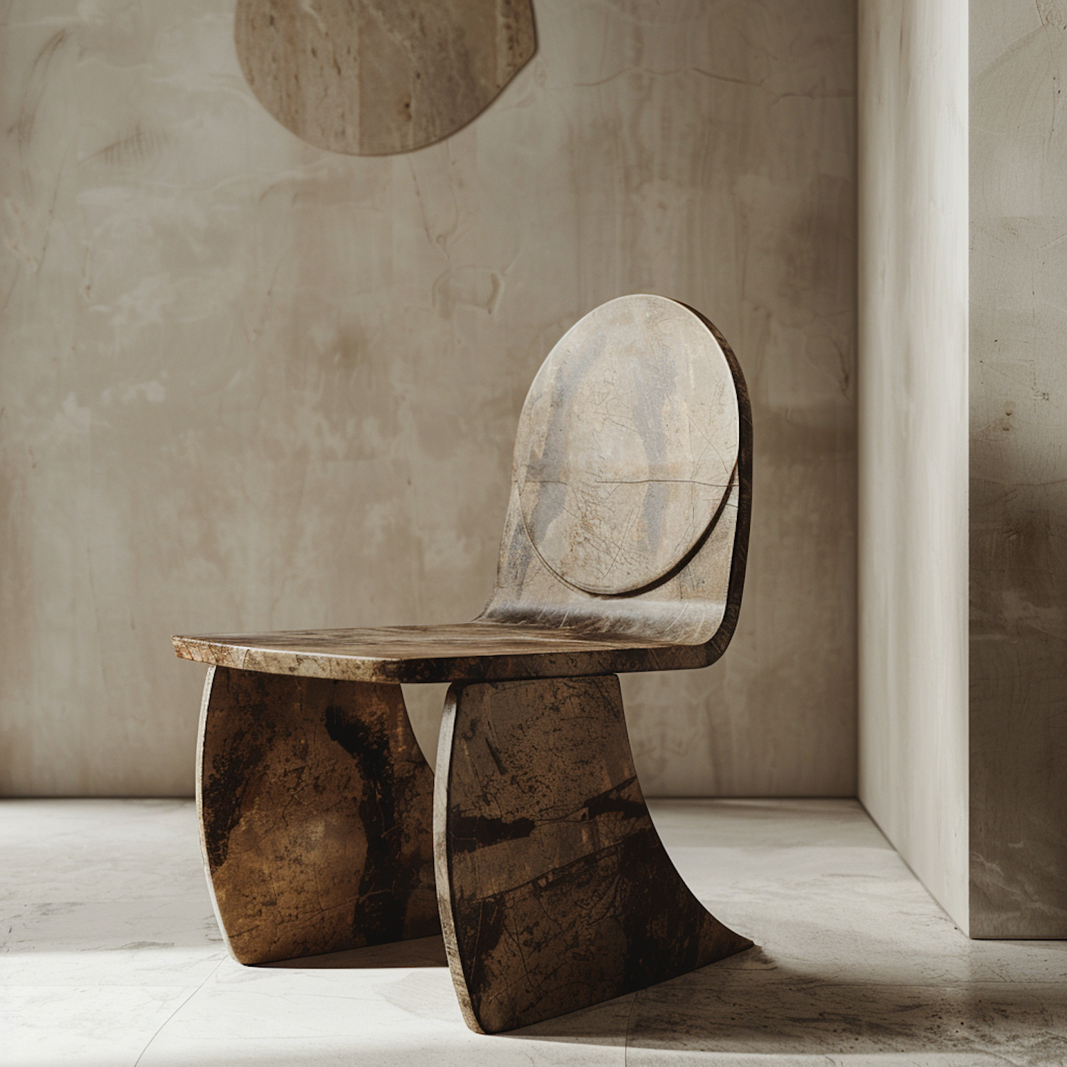 Sculptural Stone Chair in Minimalist Setting