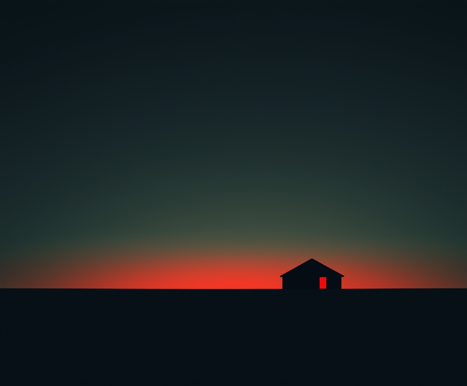 Serene Landscape with Silhouetted House