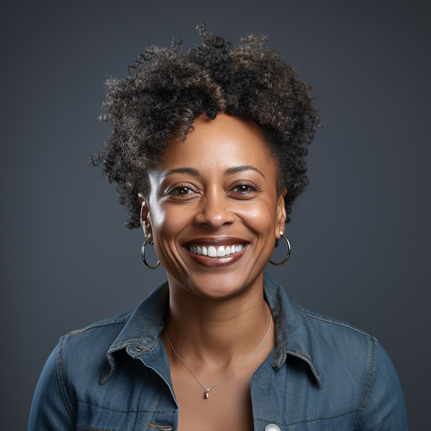 Joyful Confidence - Portrait of a Smiling African-American Woman with Natural Hair