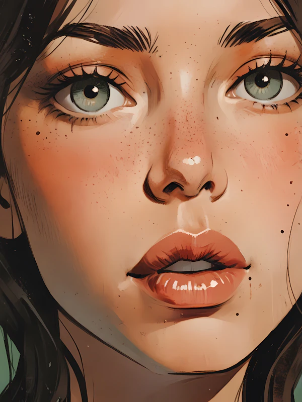 Close-up Illustration of Woman's Face
