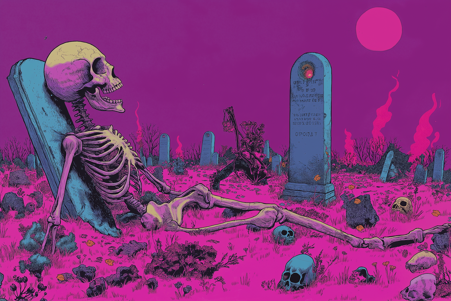 Surreal Graveyard Scene