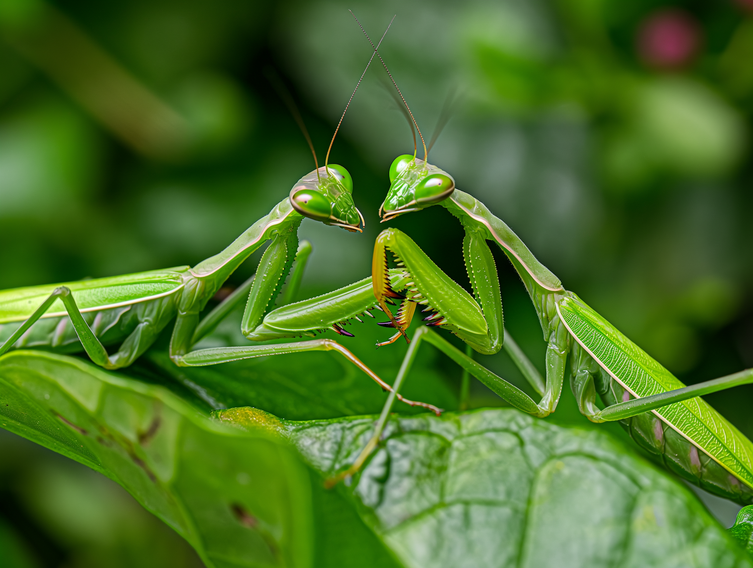 Dual Praying Mantises Interaction