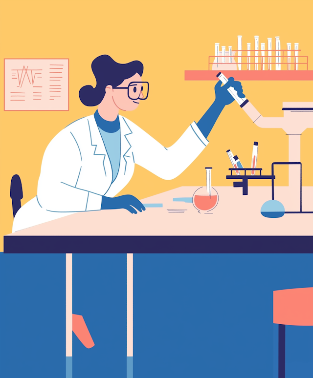 Female Scientist in Laboratory Illustration