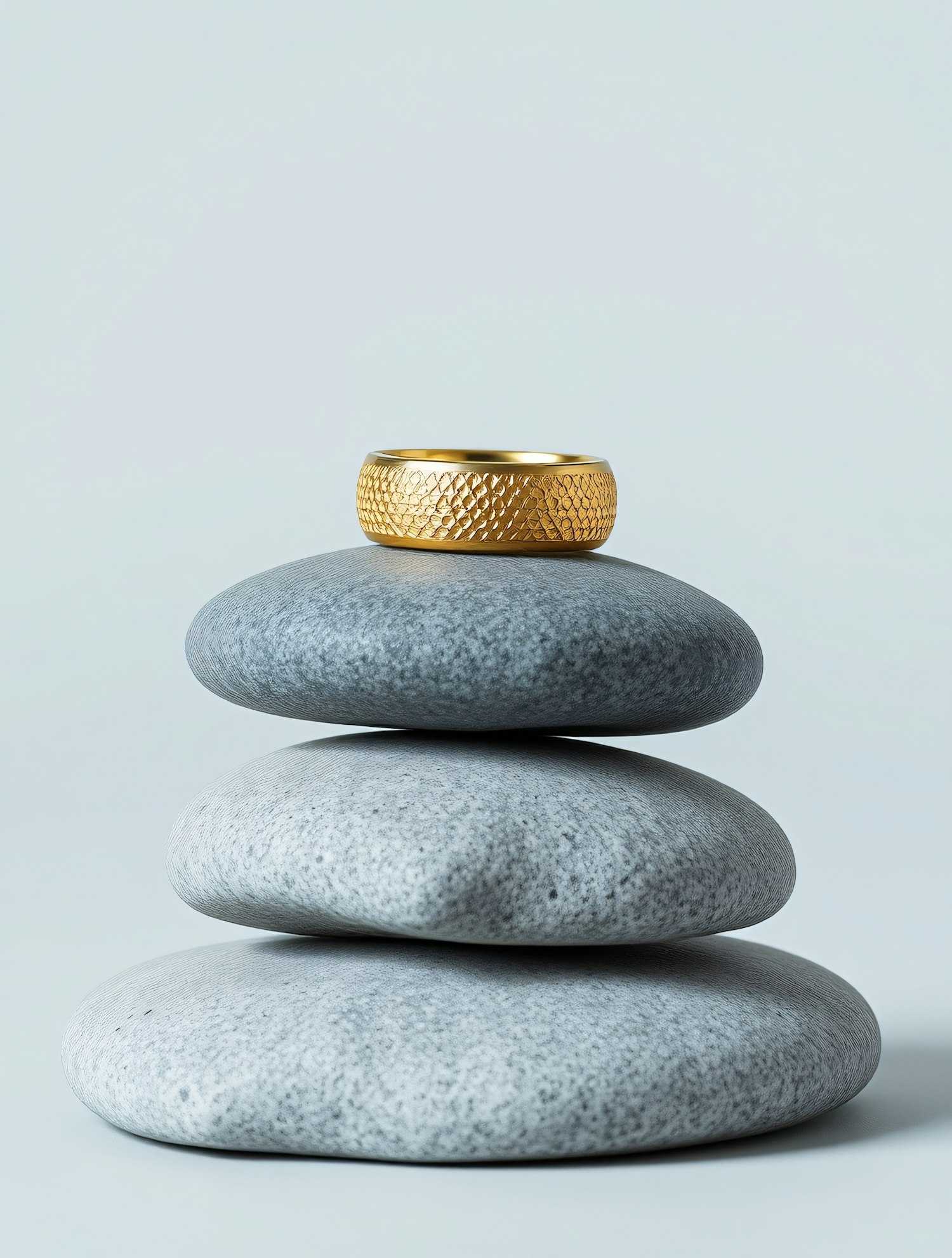 Balanced Stones with Gold Ring