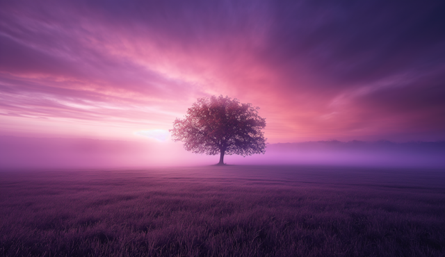 Solitary Tree at Twilight