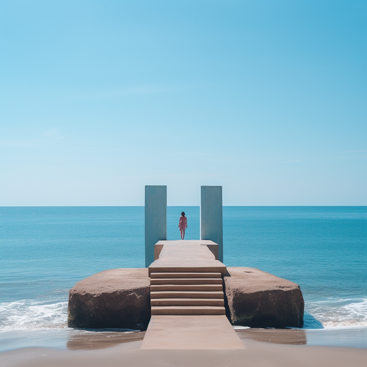 Contemplation on a Blue Serenity Pier