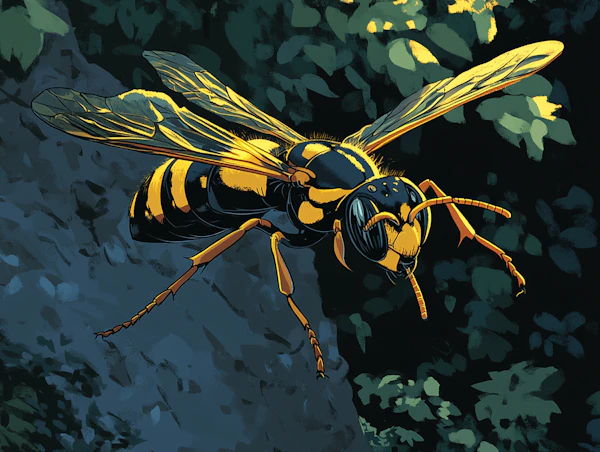 Wasp in Flight Illustration