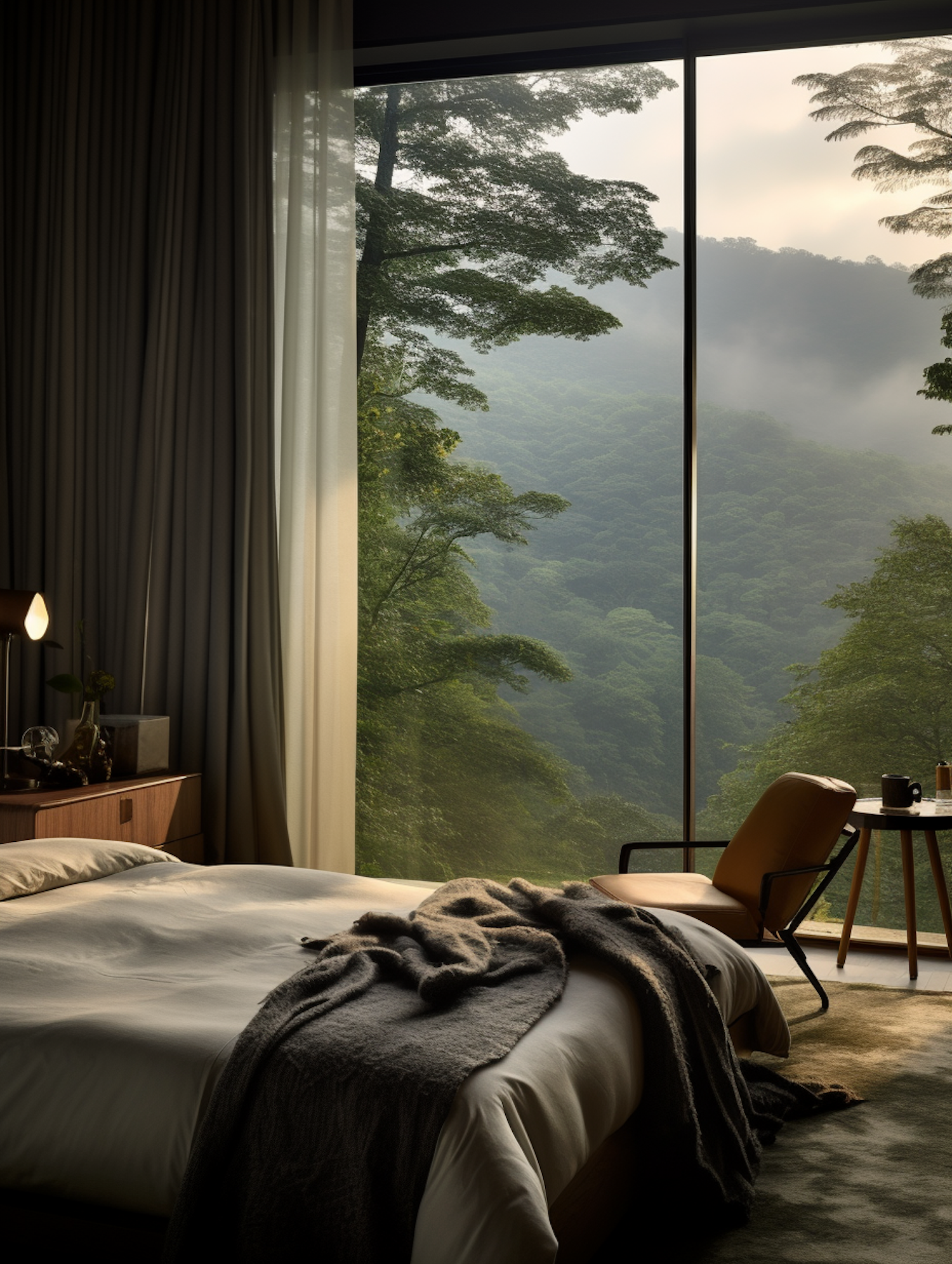 Tranquil Forest-View Luxury Bedroom