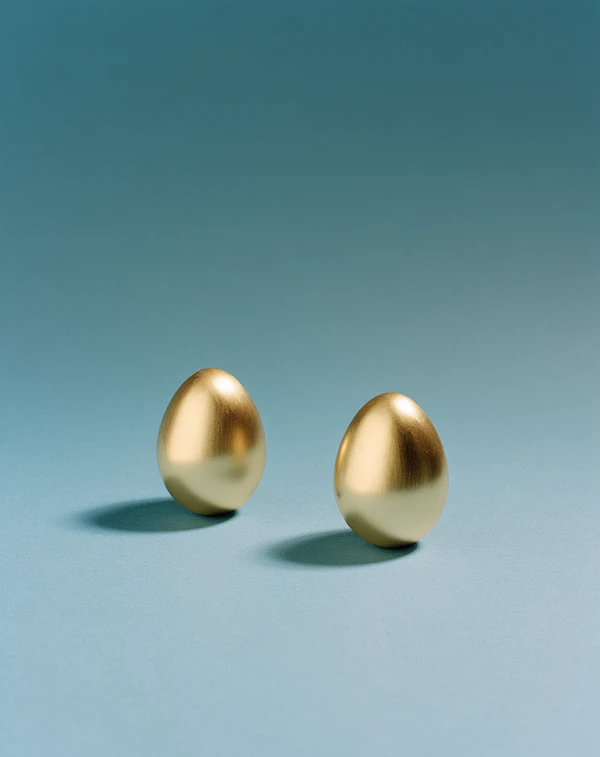 Golden Eggs on Blue