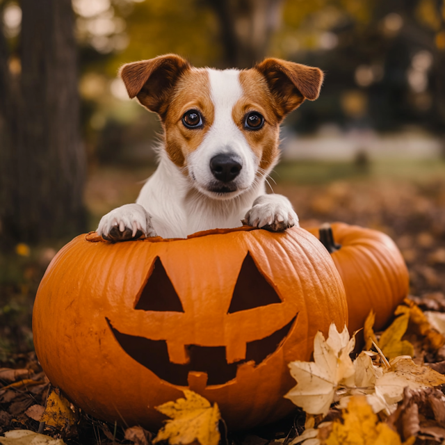 Dog in Pumpkin