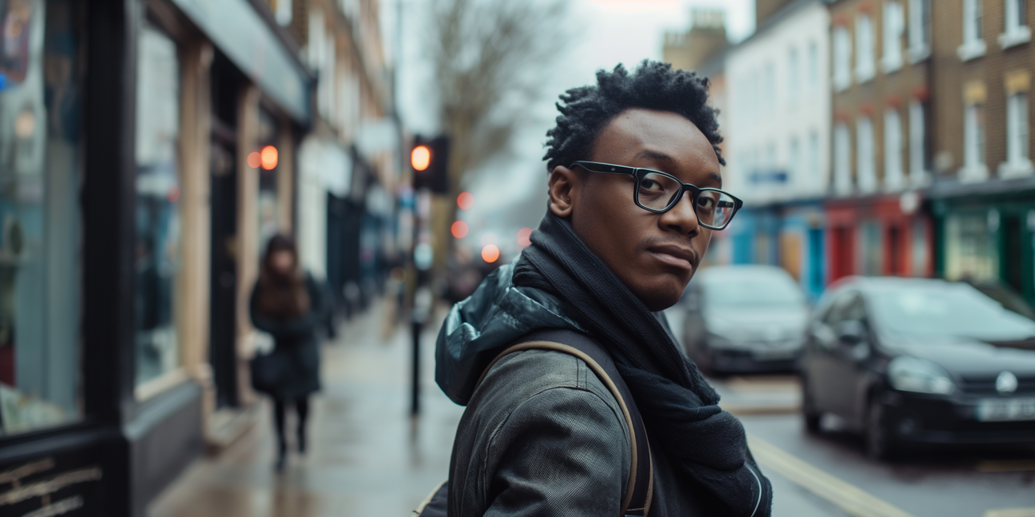 Urban Portrait of a Young Man with Glasses