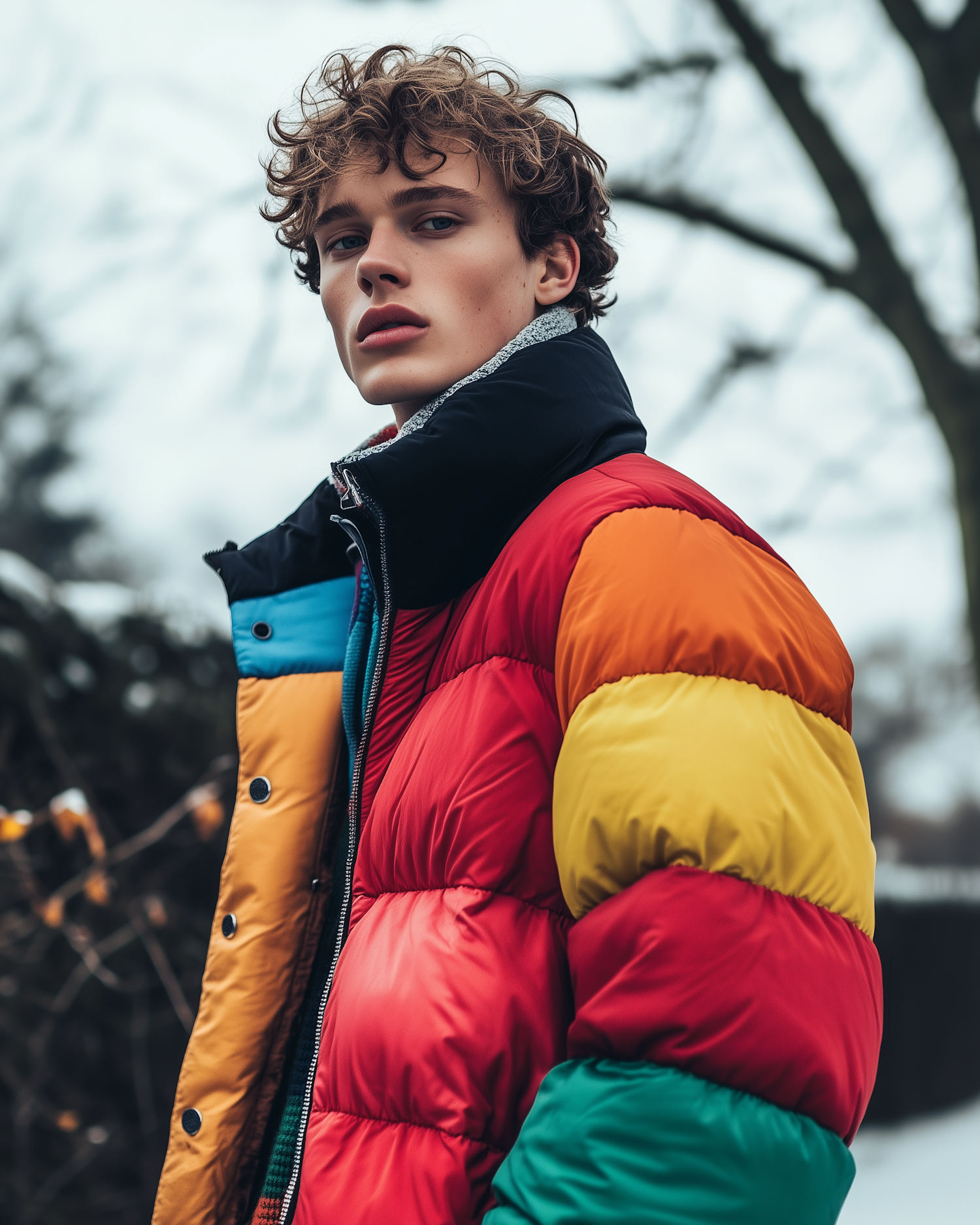 Colorful Puffer Jacket Portrait