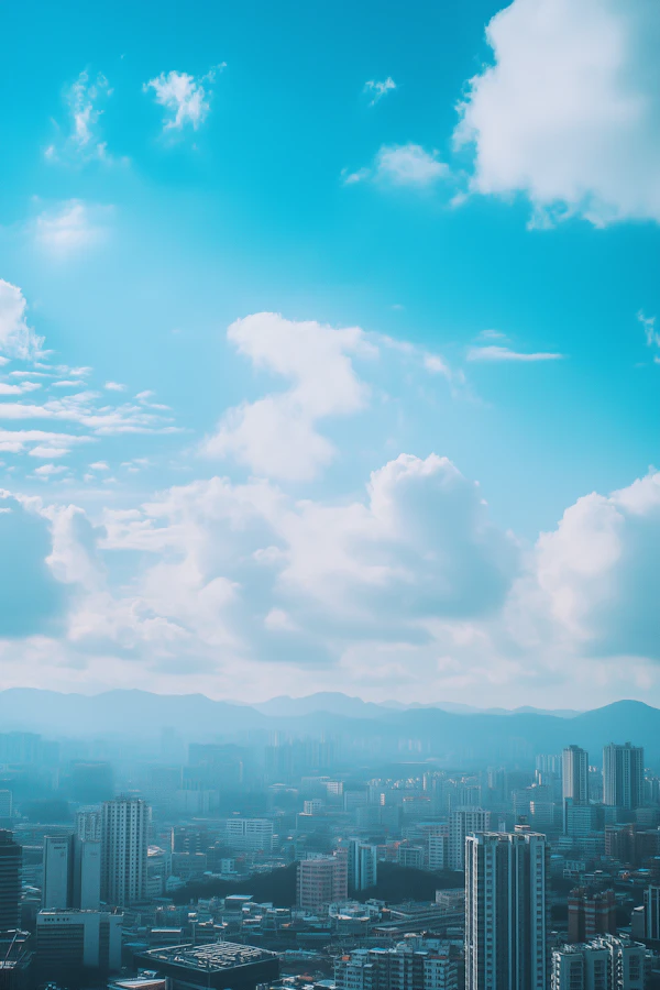Urban Skyline with Mountains