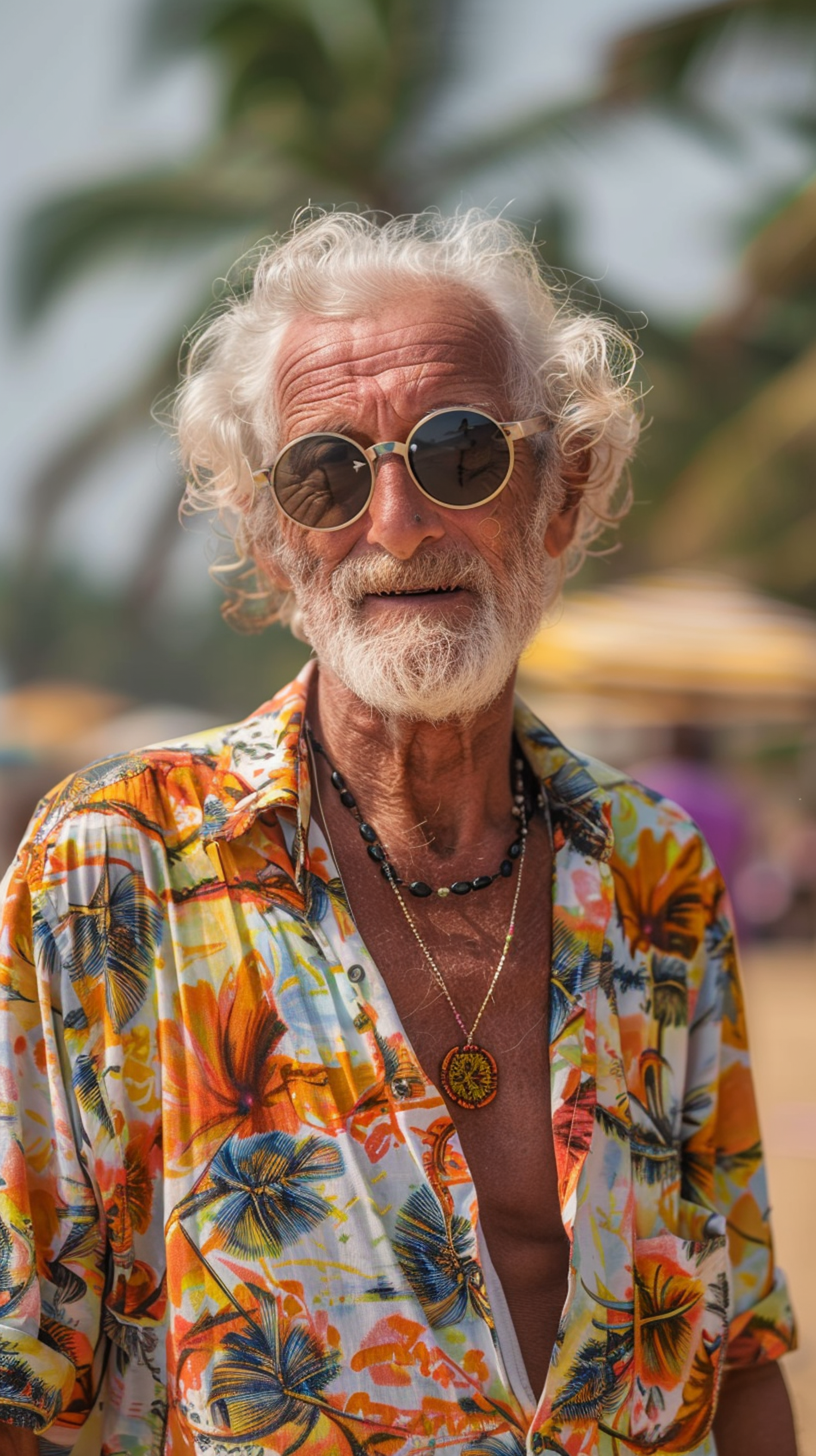 Stylish Elderly Man with Tropical Vibes